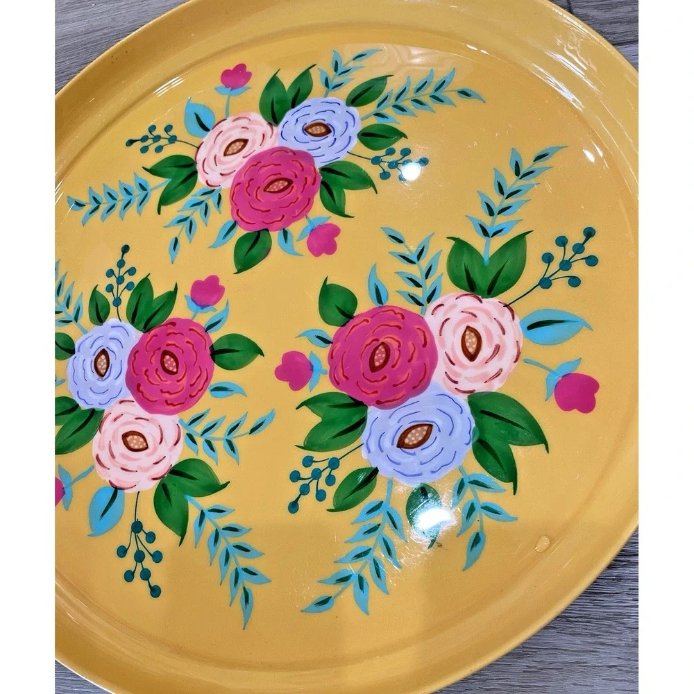 Hand Painted Metal Bright Yellow Flowers 15.5